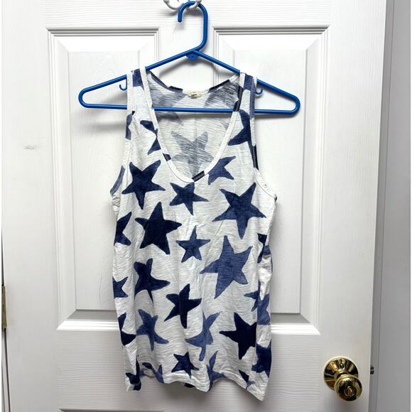 J.Crew Blue Star Cotton Tank Top, 4th July Sleeveless Tee, Women's Size S - Picture 1 of 4
